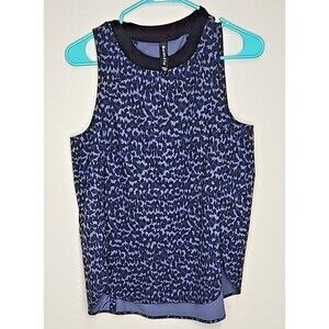 Athleta Zephyr Leopard Print Top Indigo & Black Lightweight Workout Tank Size S